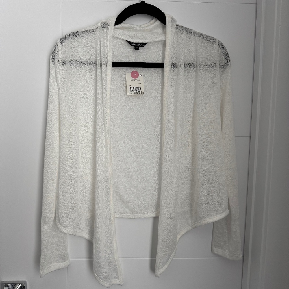 White Open-Front Sheer Cardigan, BNWT, size S